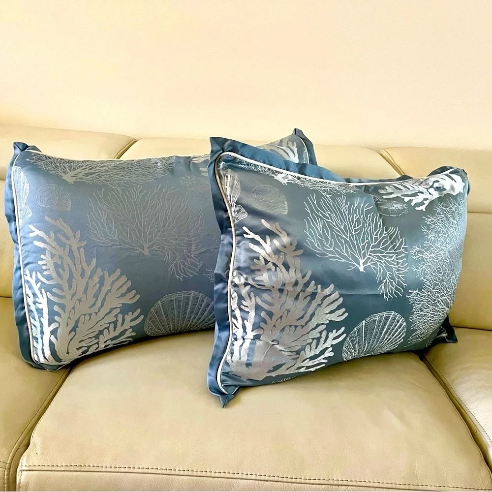 Blue and Silver Decorative Pillows 19/25 inches